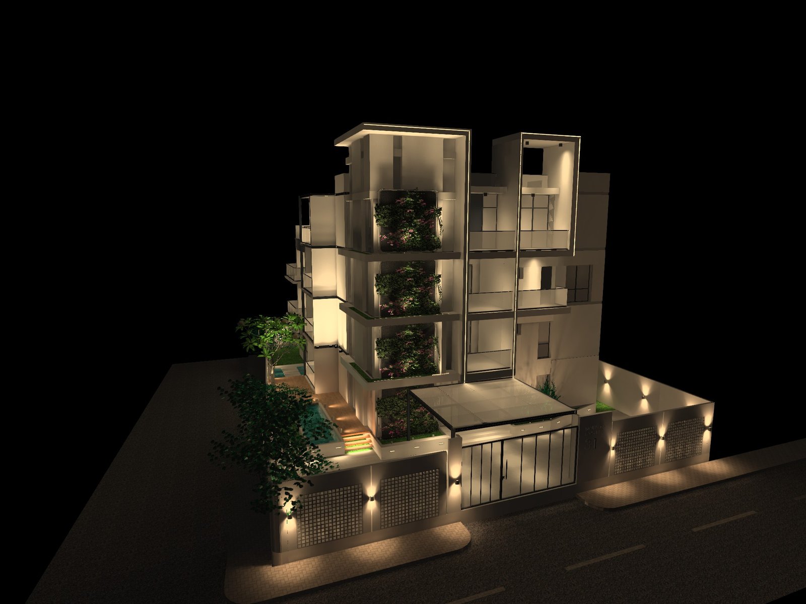 Residential Building Facade Lighting Design